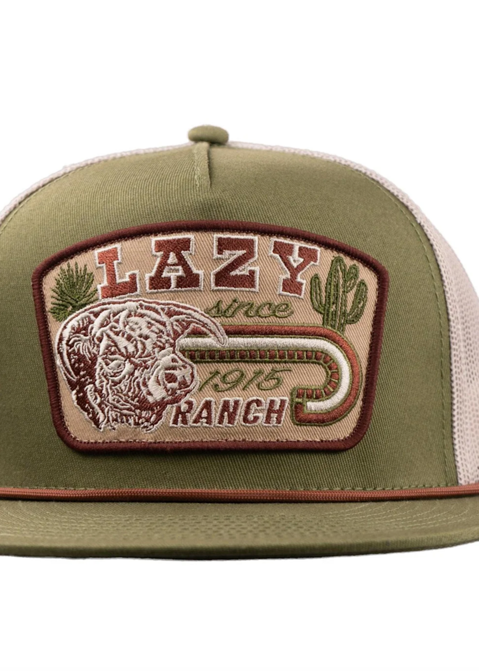 Lazy J Ranch Olive & White Brewster Classic Rope Trucker Hat