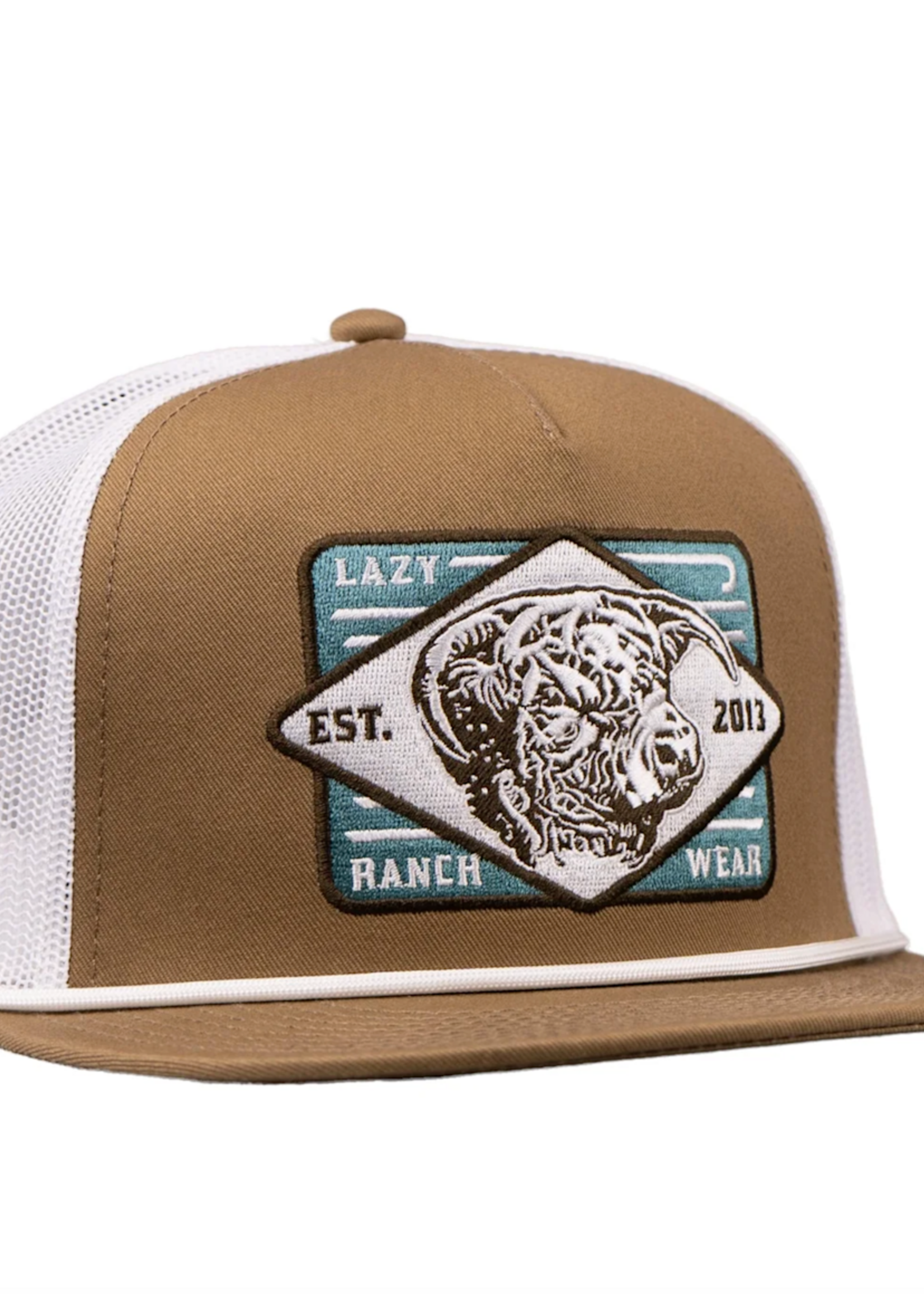 Lazy J Ranch Coyote Brown & White Iron Horn Classic Rope Trucker Hat