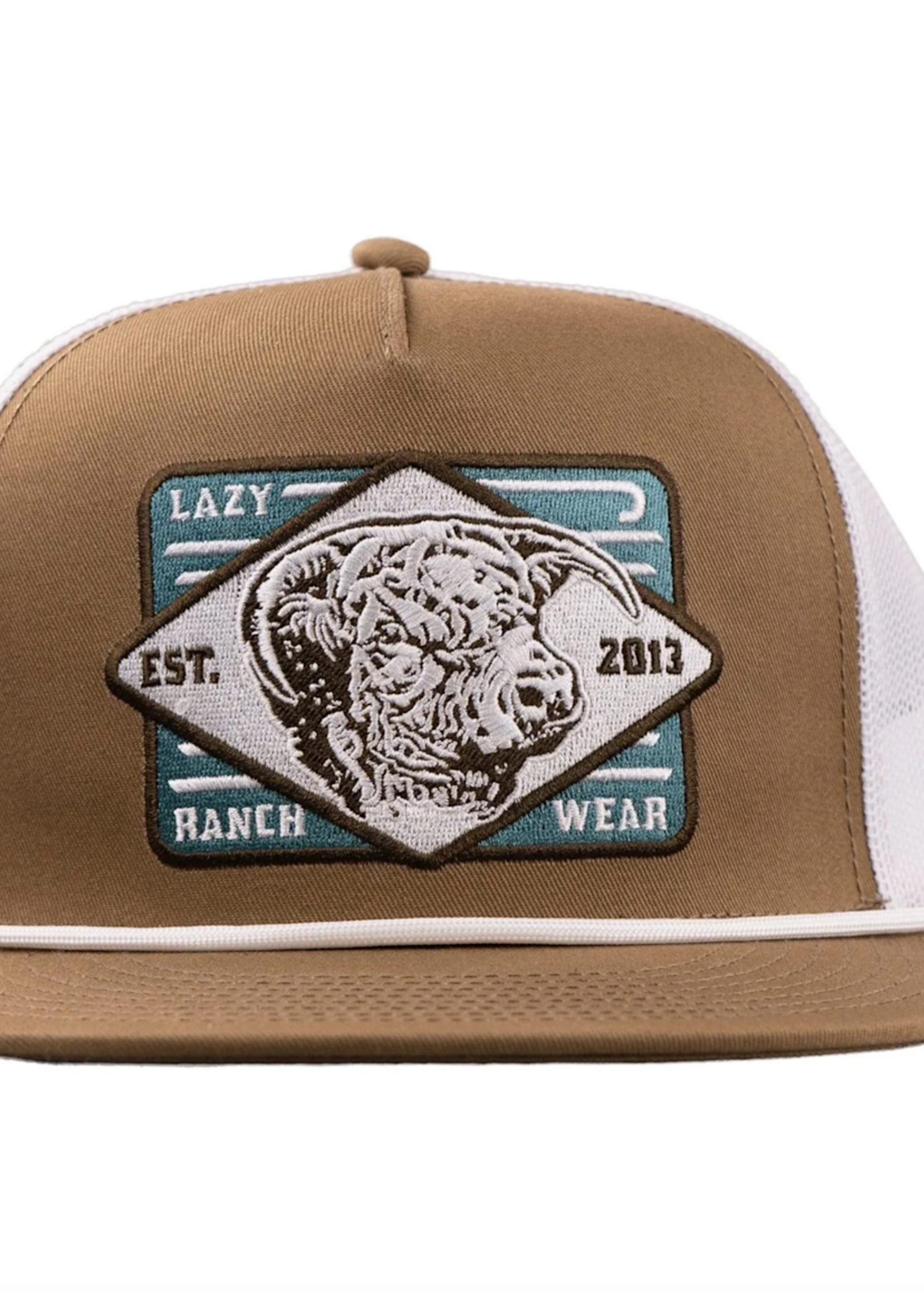 Lazy J Ranch Coyote Brown & White Iron Horn Classic Rope Trucker Hat