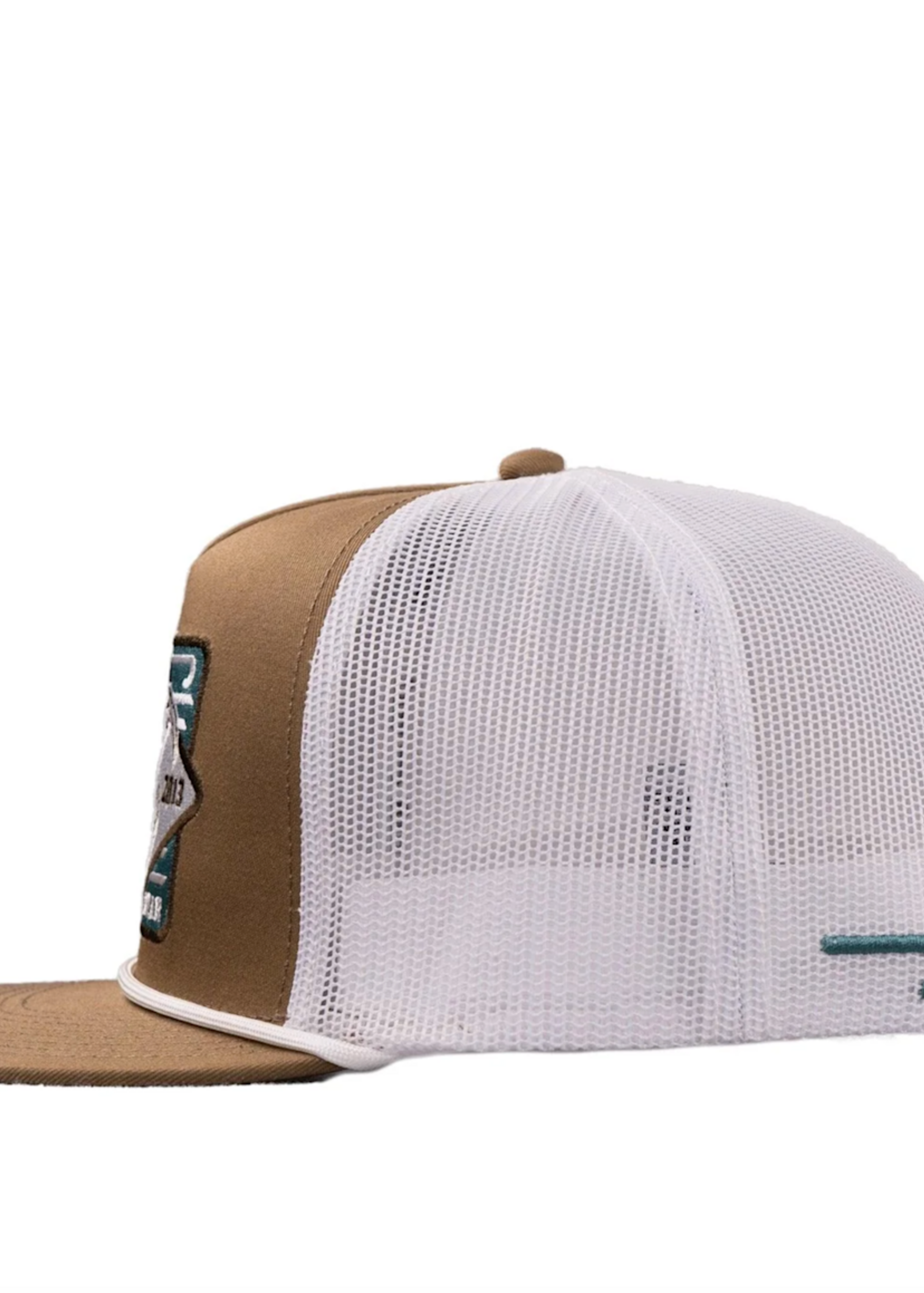 Lazy J Ranch Coyote Brown & White Iron Horn Classic Rope Trucker Hat