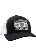 Lazy J Ranch Black & White Mid Profile Trucker Hat Fort Worth