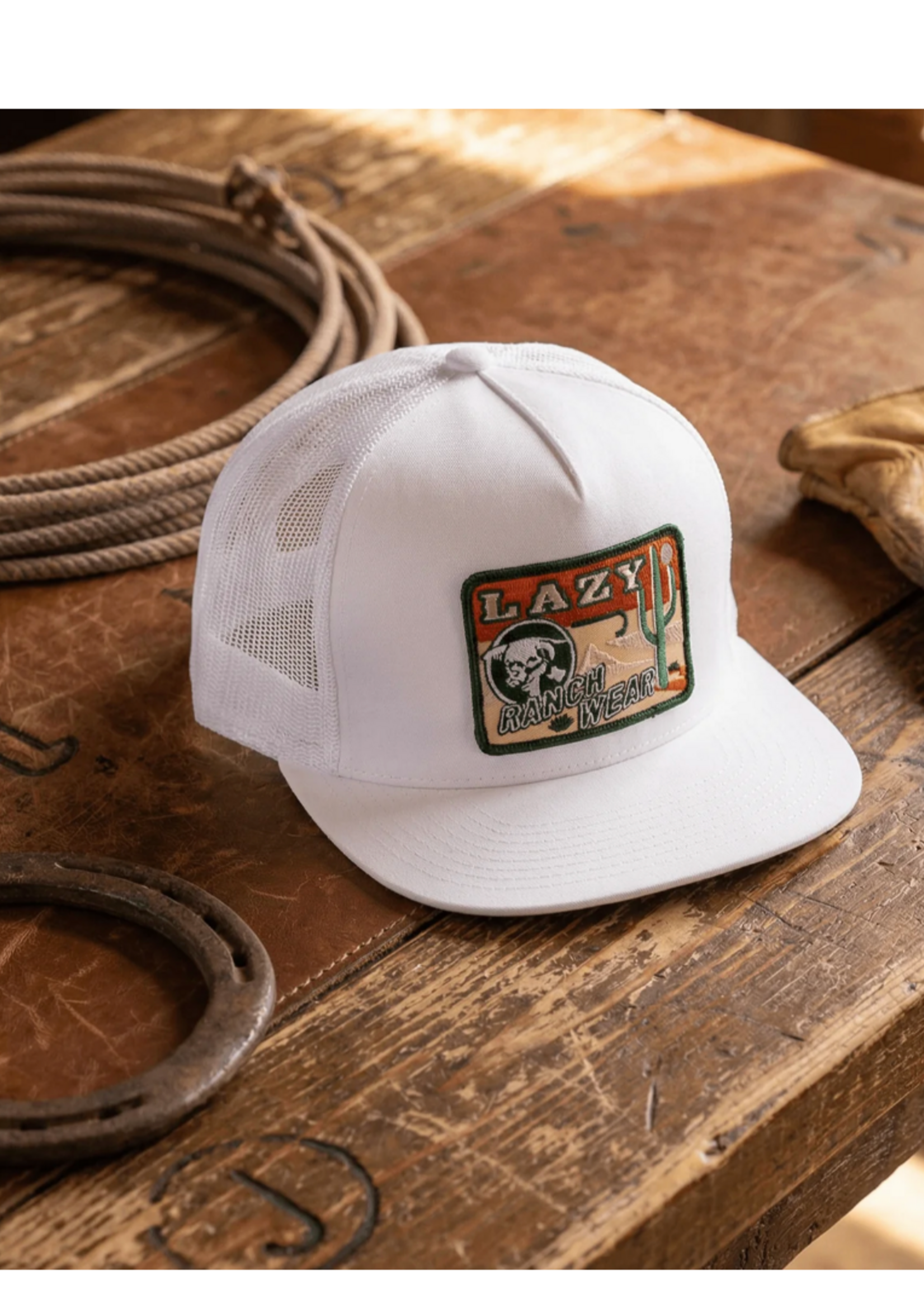 Lazy J Ranch White Big Bend Classic Five Panel Trucker Hat