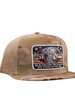 Lazy J Ranch Camo & Tan Freedom Classic Five Panel Trucker Hat