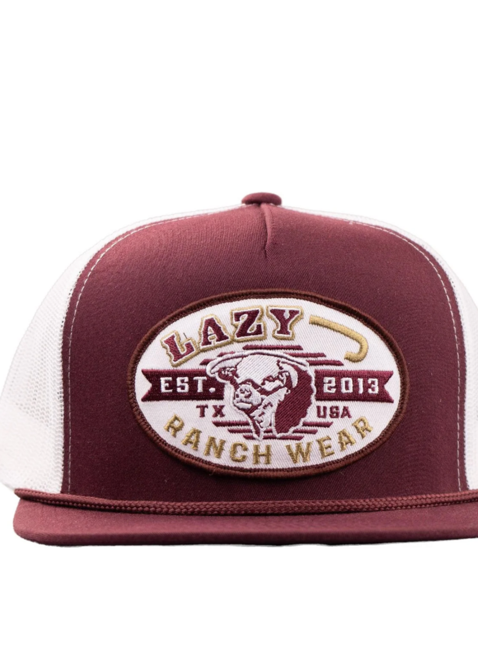 Lazy J Ranch Maroon & White Cattle King Classic Rope Trucker Hat