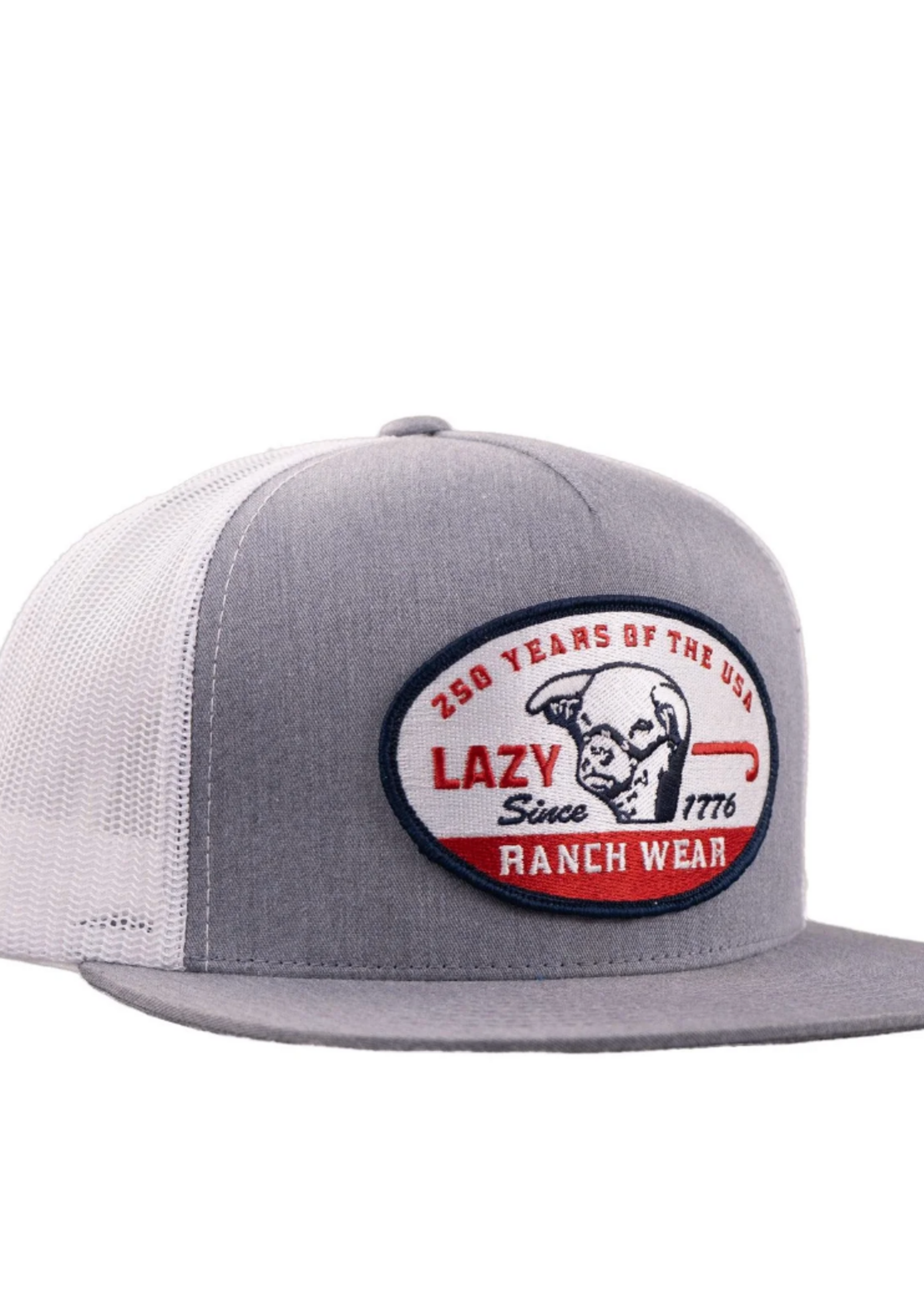 Lazy J Ranch Grey & White 1776 Classic Five Panel Trucker Hat