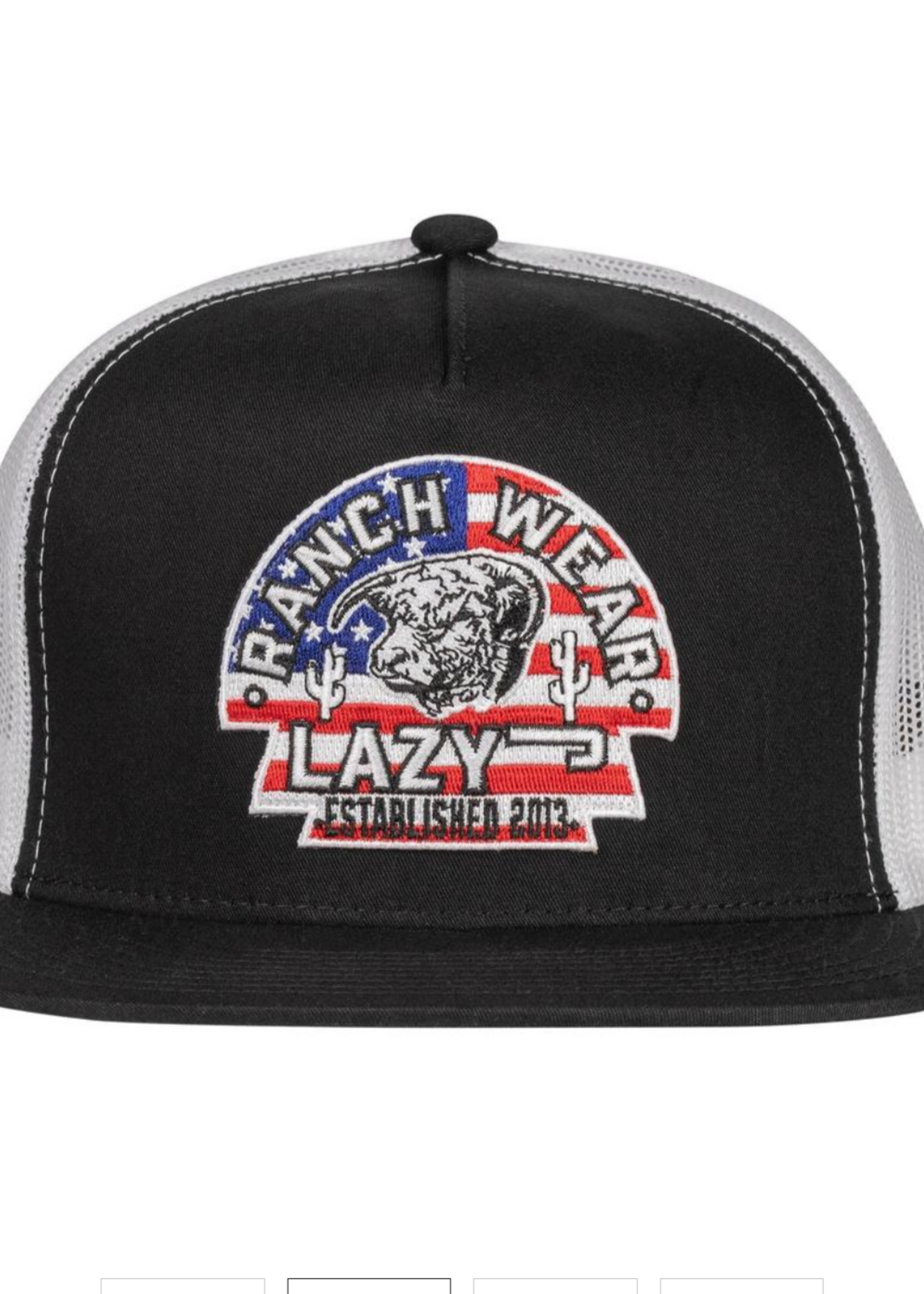Lazy J Ranch Black & White USA Arrowhead Classic Five Panel Trucker Hat