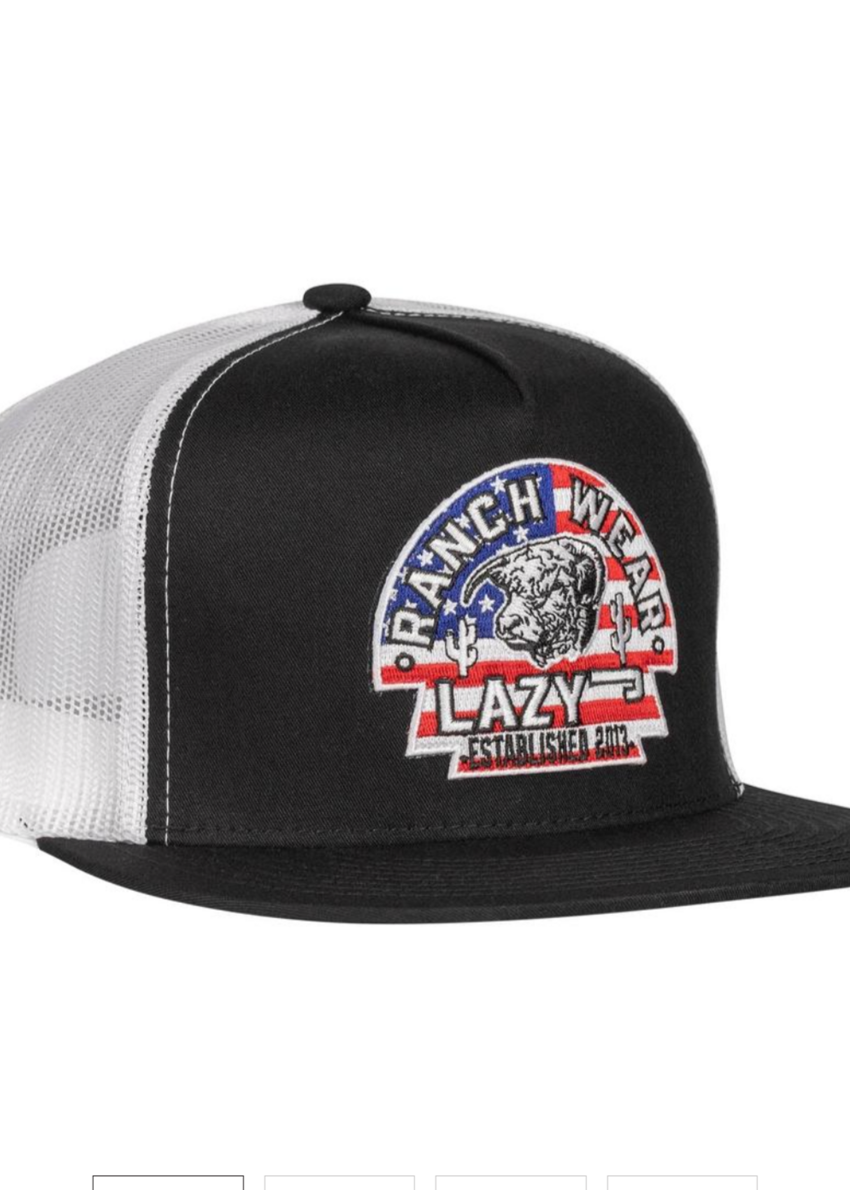 Lazy J Ranch Black & White USA Arrowhead Classic Five Panel Trucker Hat