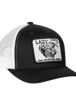 Lazy J Ranch Black & White Willow Cattle Headquarters Mid Profile Trucker Hat