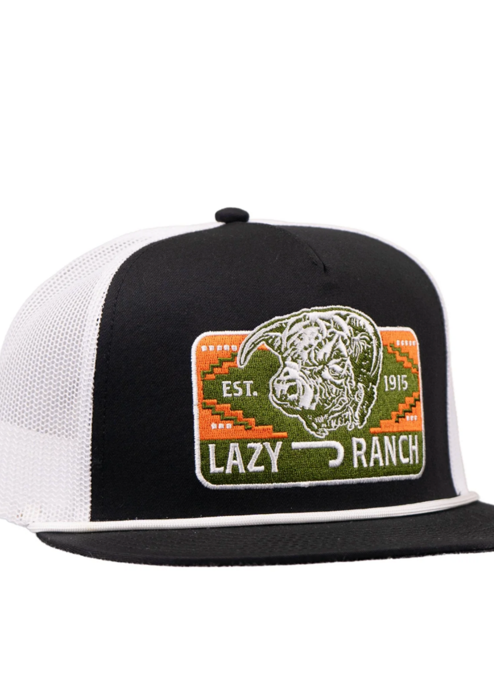 Lazy J Ranch Black & White Presidio Classic Rope Trucker Hat