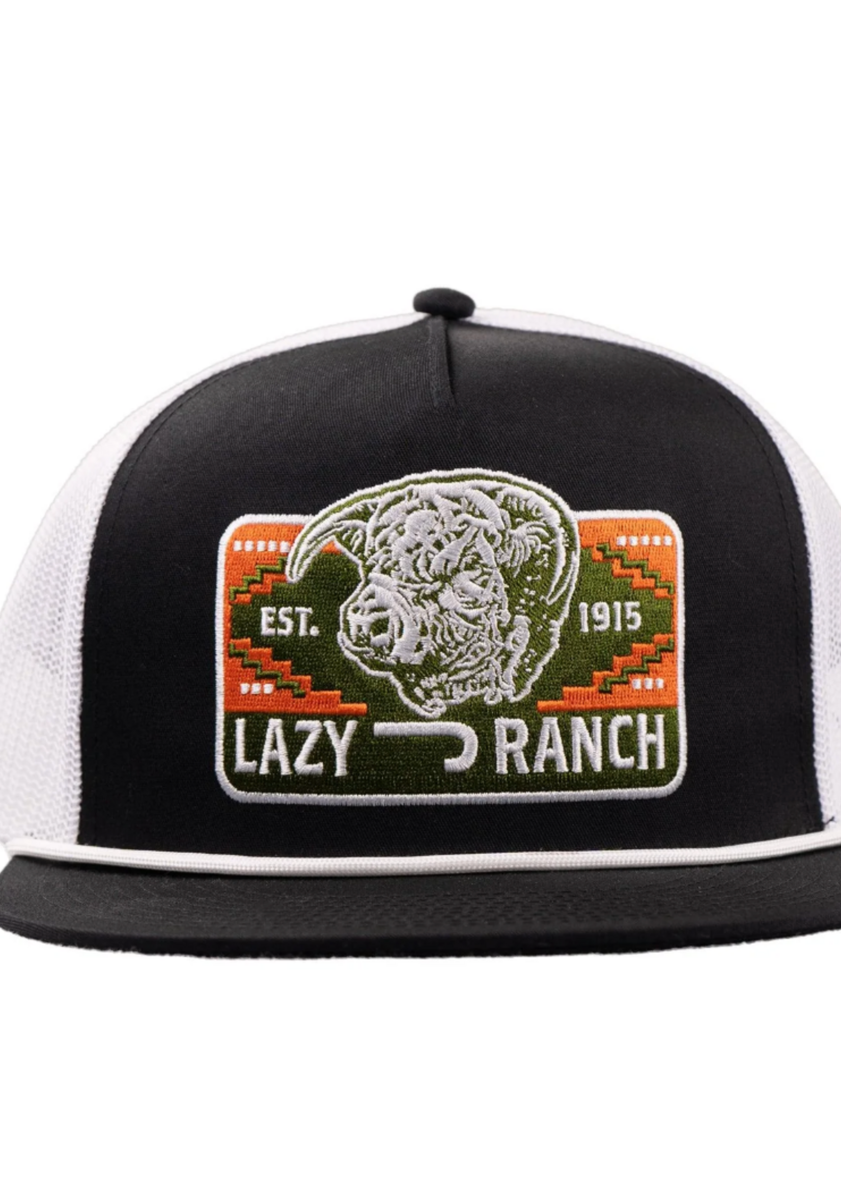 Lazy J Ranch Black & White Presidio Classic Rope Trucker Hat