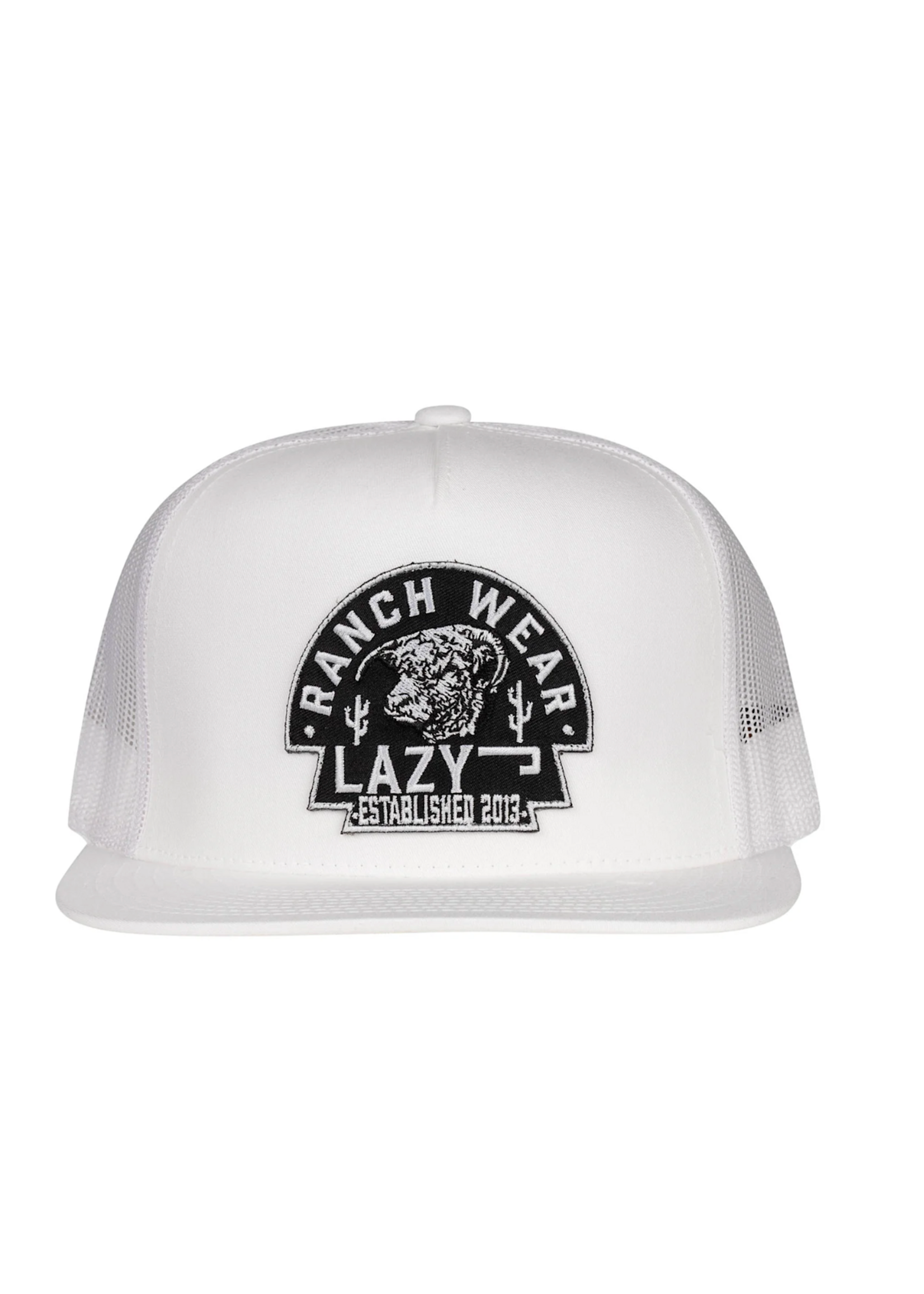 Lazy J Ranch White Black Arrowhead Classic Five Panel Trucker Hat