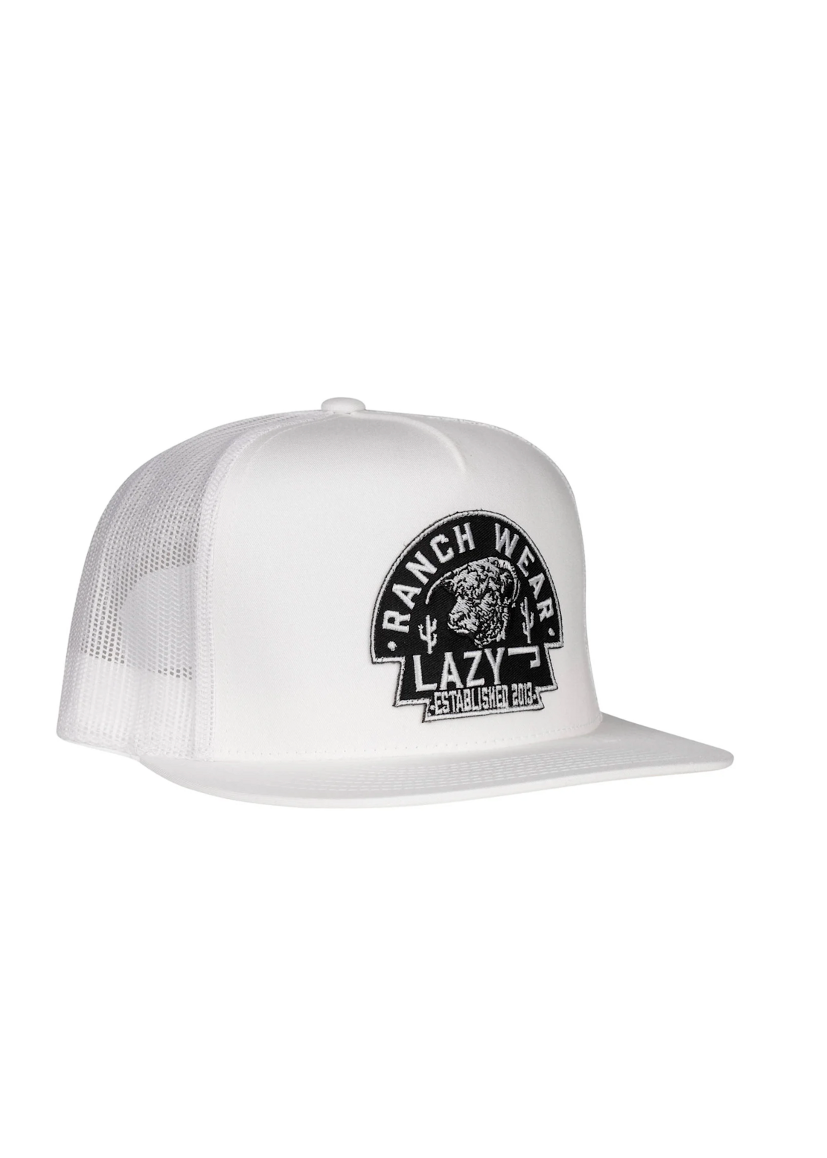 Lazy J Ranch White Black Arrowhead Classic Five Panel Trucker Hat