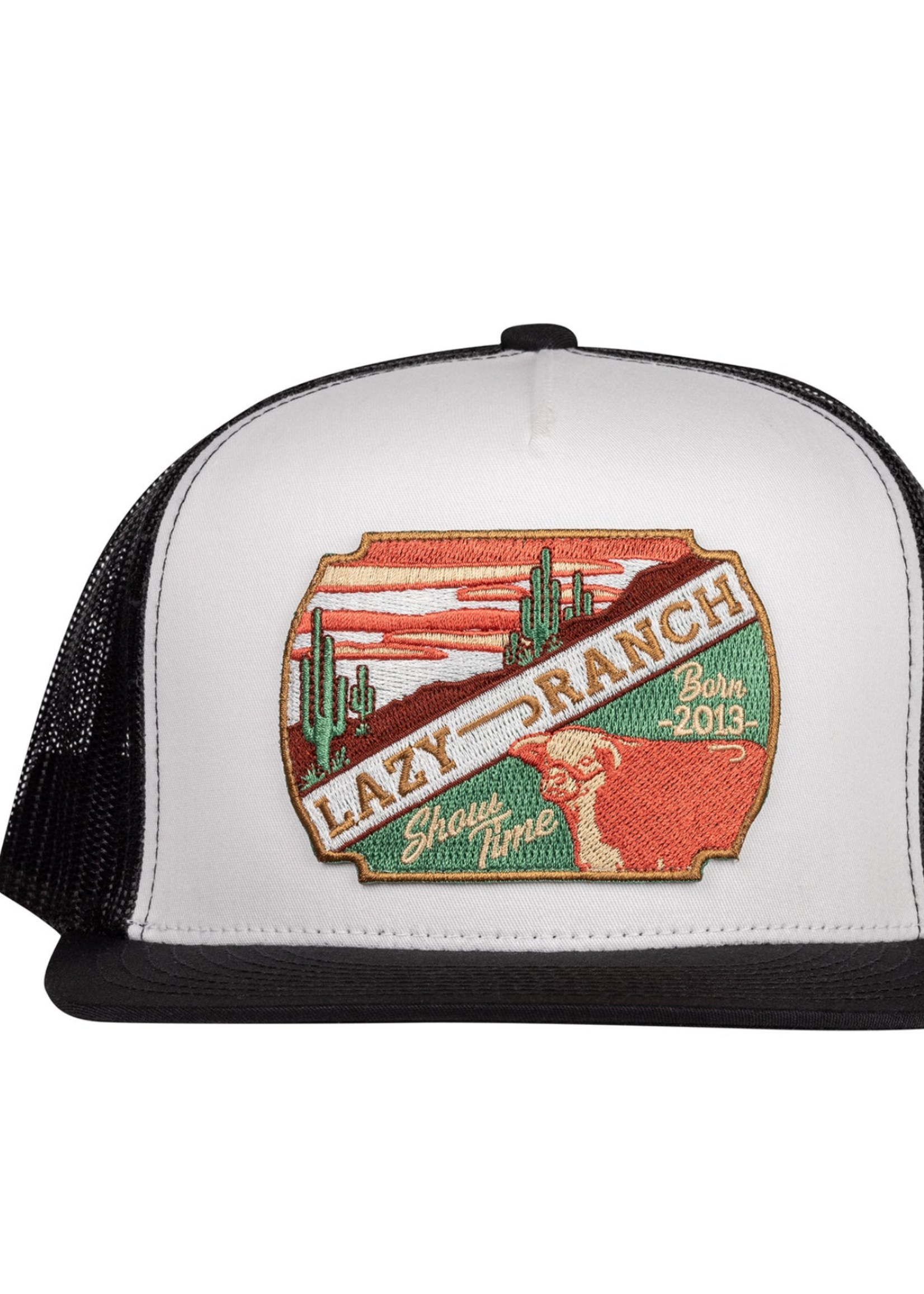 Lazy J Ranch White & Black Desert Show Time Classic Five Panel Trucker Hat