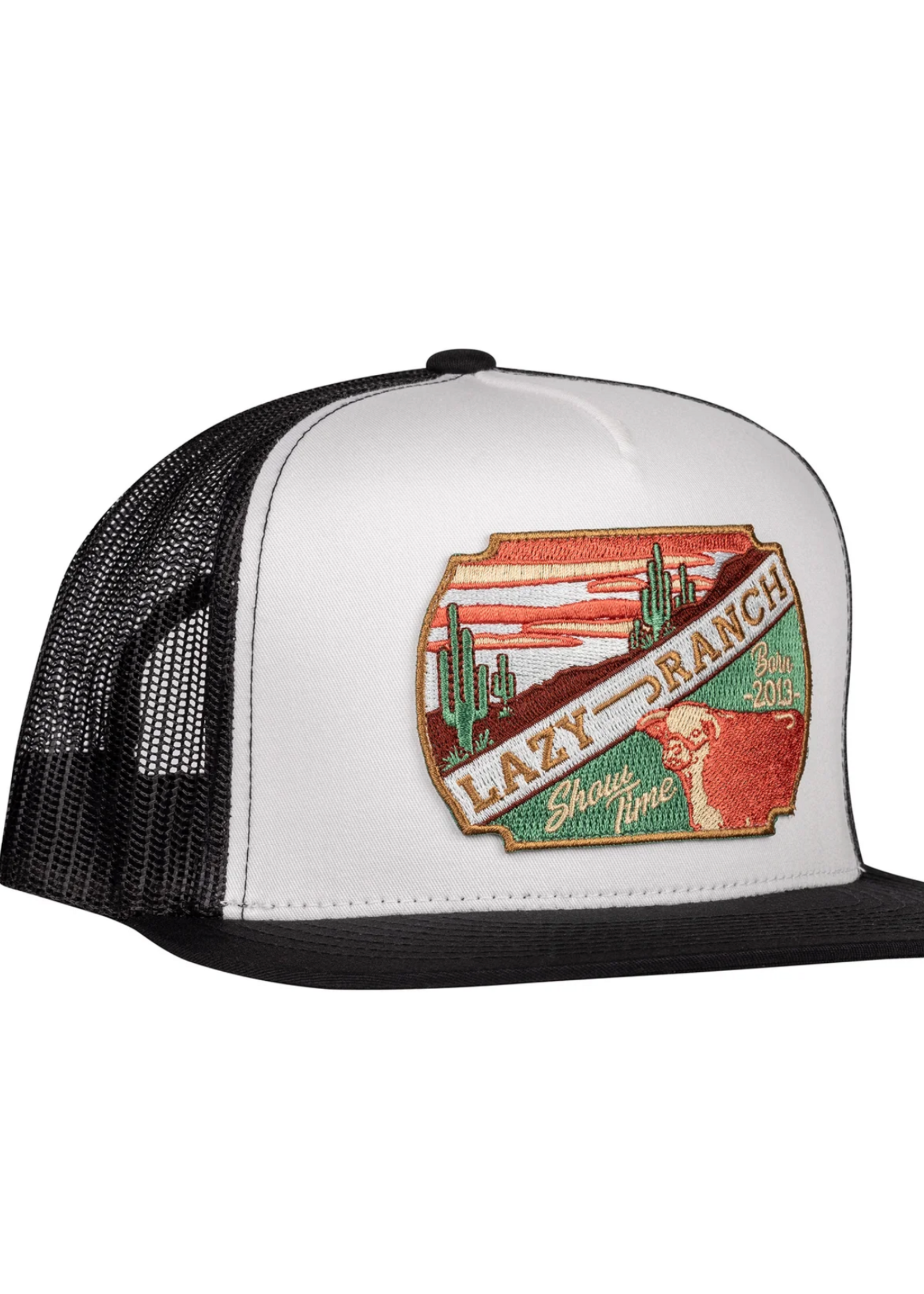 Lazy J Ranch White & Black Desert Show Time Classic Five Panel Trucker Hat