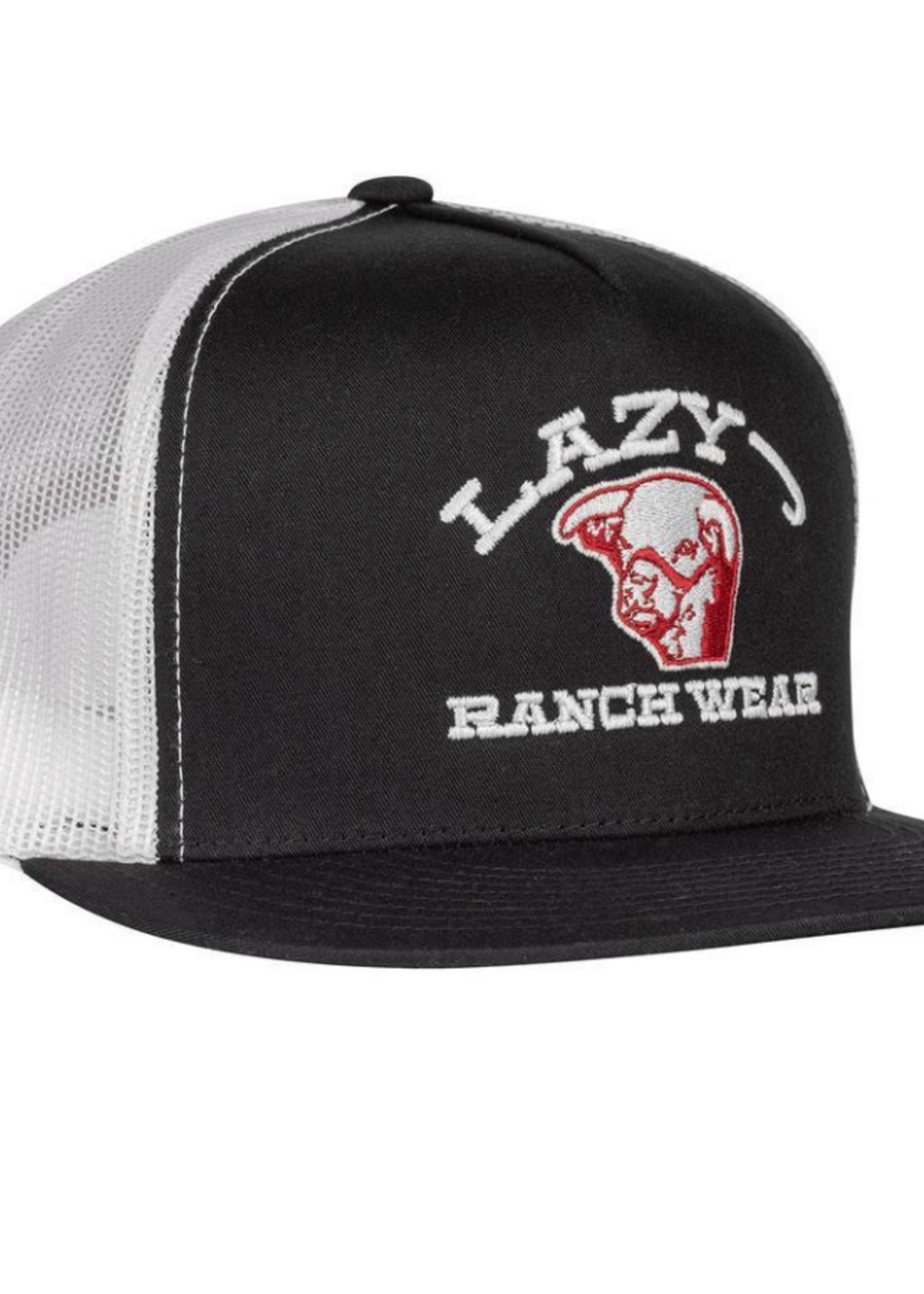Lazy J Ranch Black & White Embroidered Show Time Classic Five Panel Trucker Hat