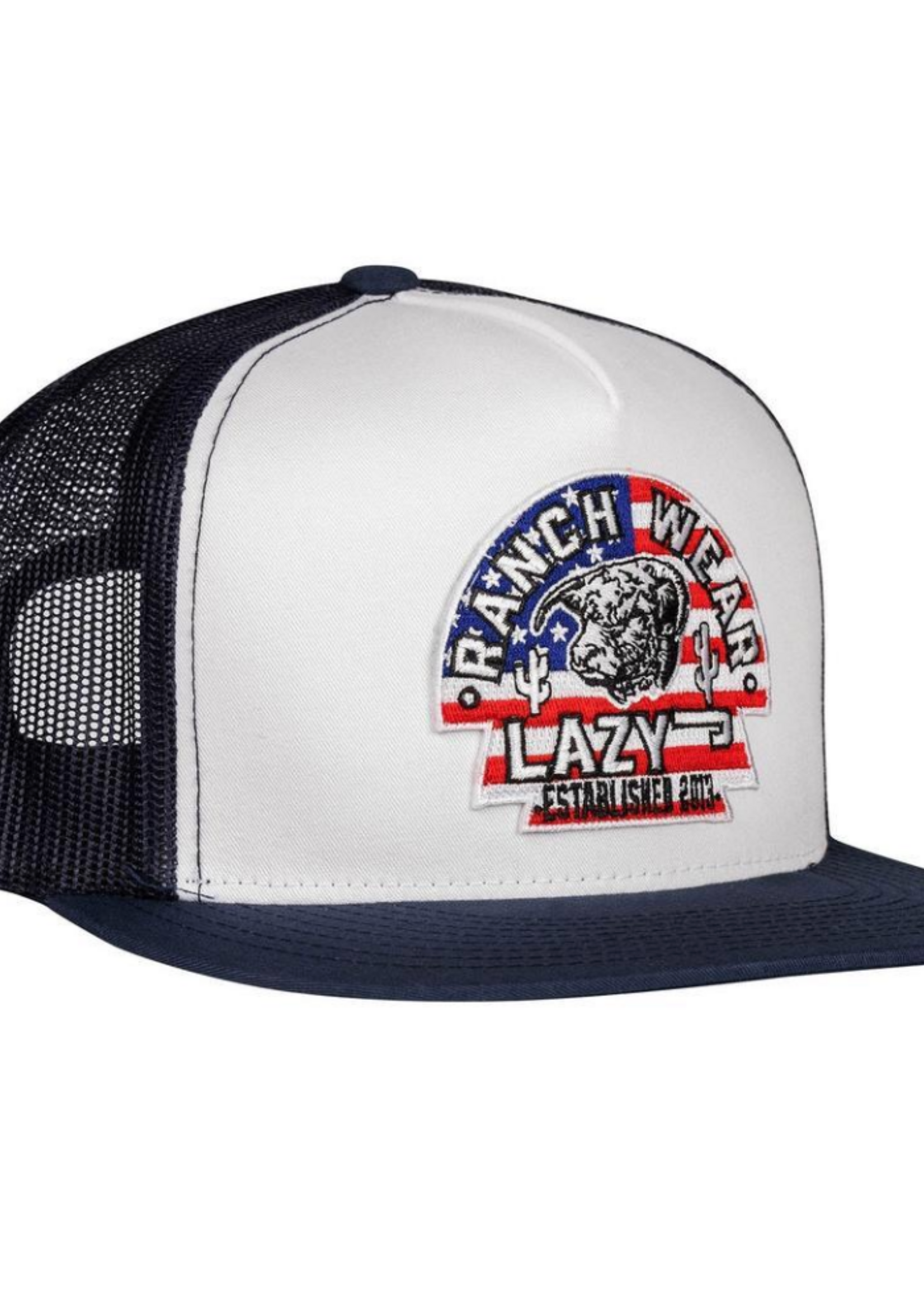 Lazy J Ranch White & Navy USA Arrowhead Classic Five Panel Trucker Hat