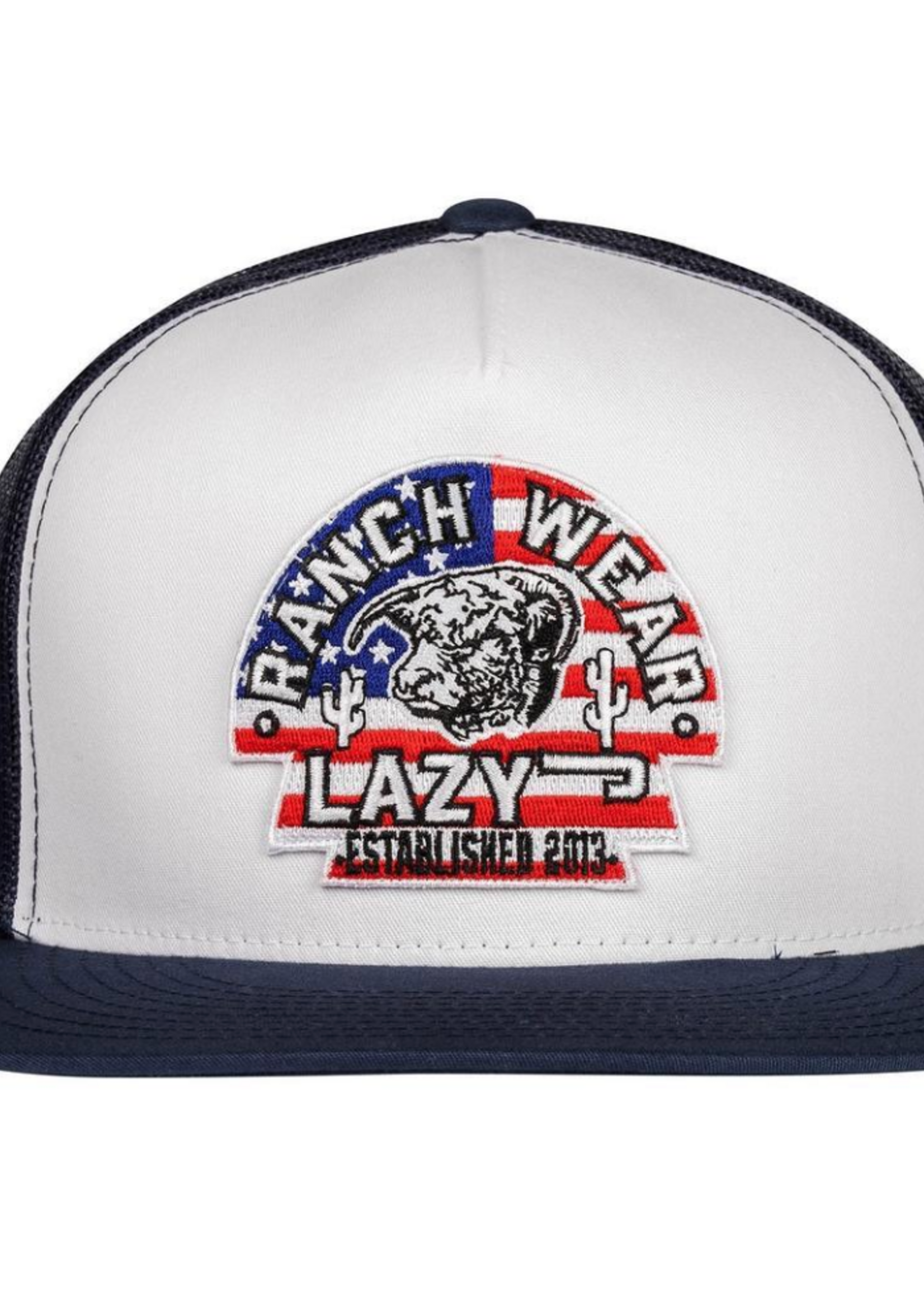 Lazy J Ranch White & Navy USA Arrowhead Classic Five Panel Trucker Hat