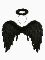 BLACK 2pcs-heavenly Angel Wing Halo Headband Halloween *FINAL SALE*