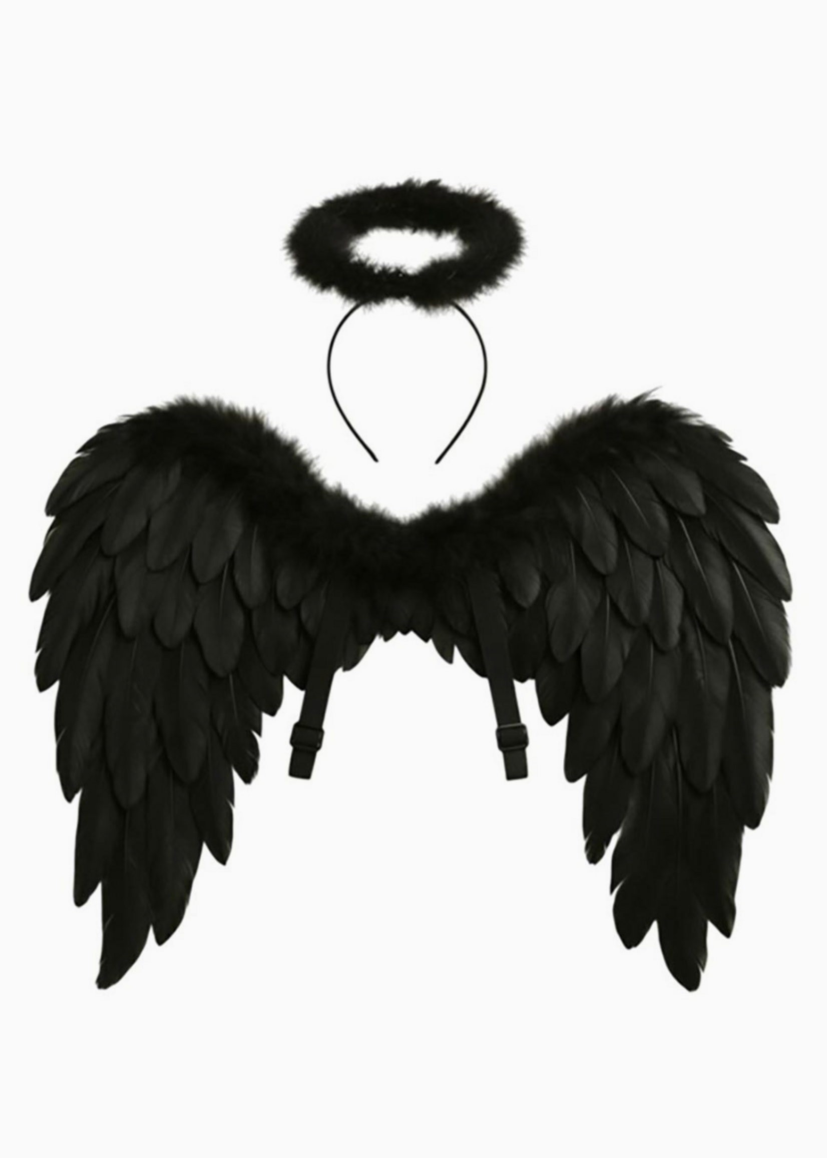 BLACK 2pcs-heavenly Angel Wing Halo Headband Halloween *FINAL SALE*