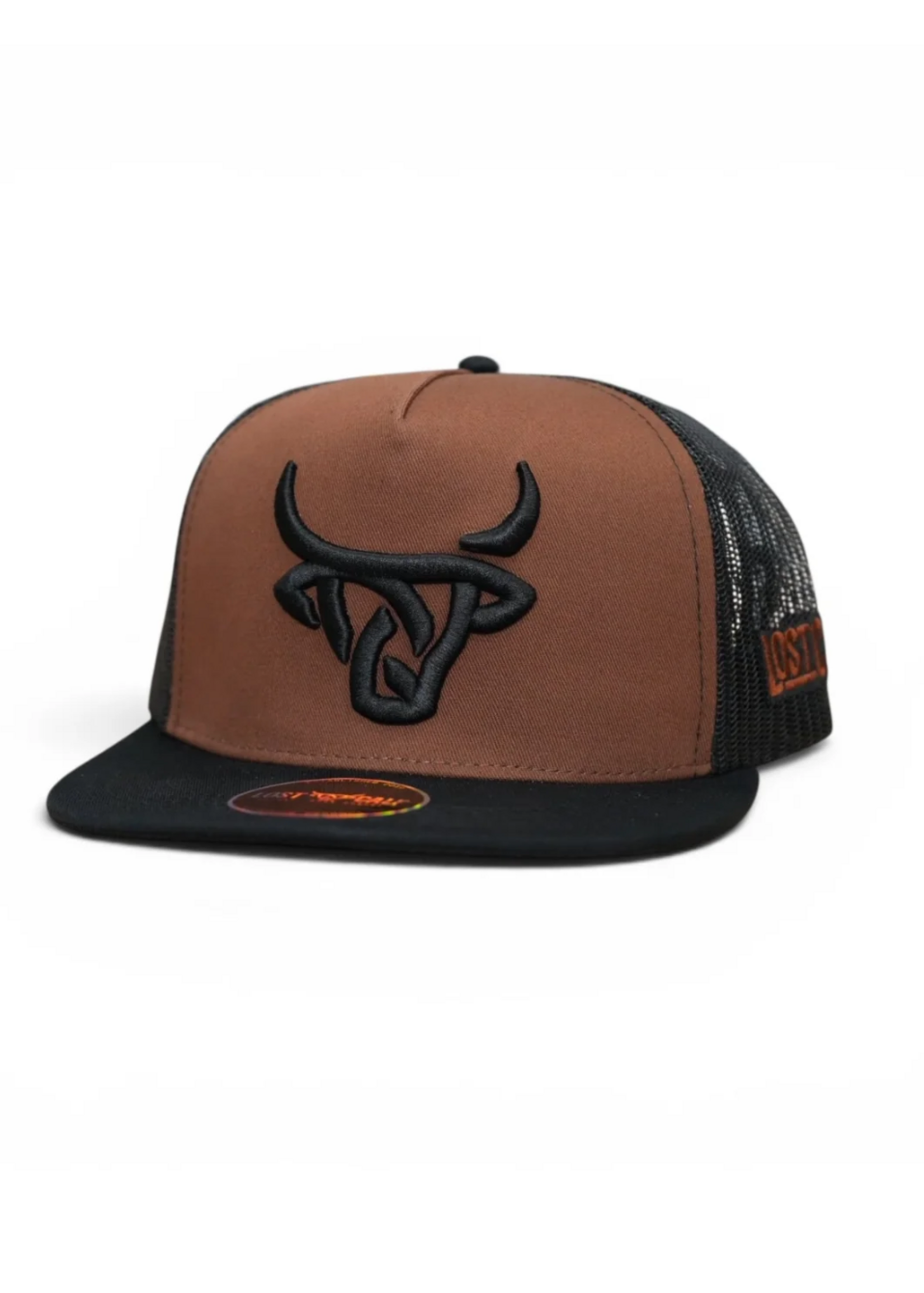 Brown Swiss Black Flat Bill Trucker Hat