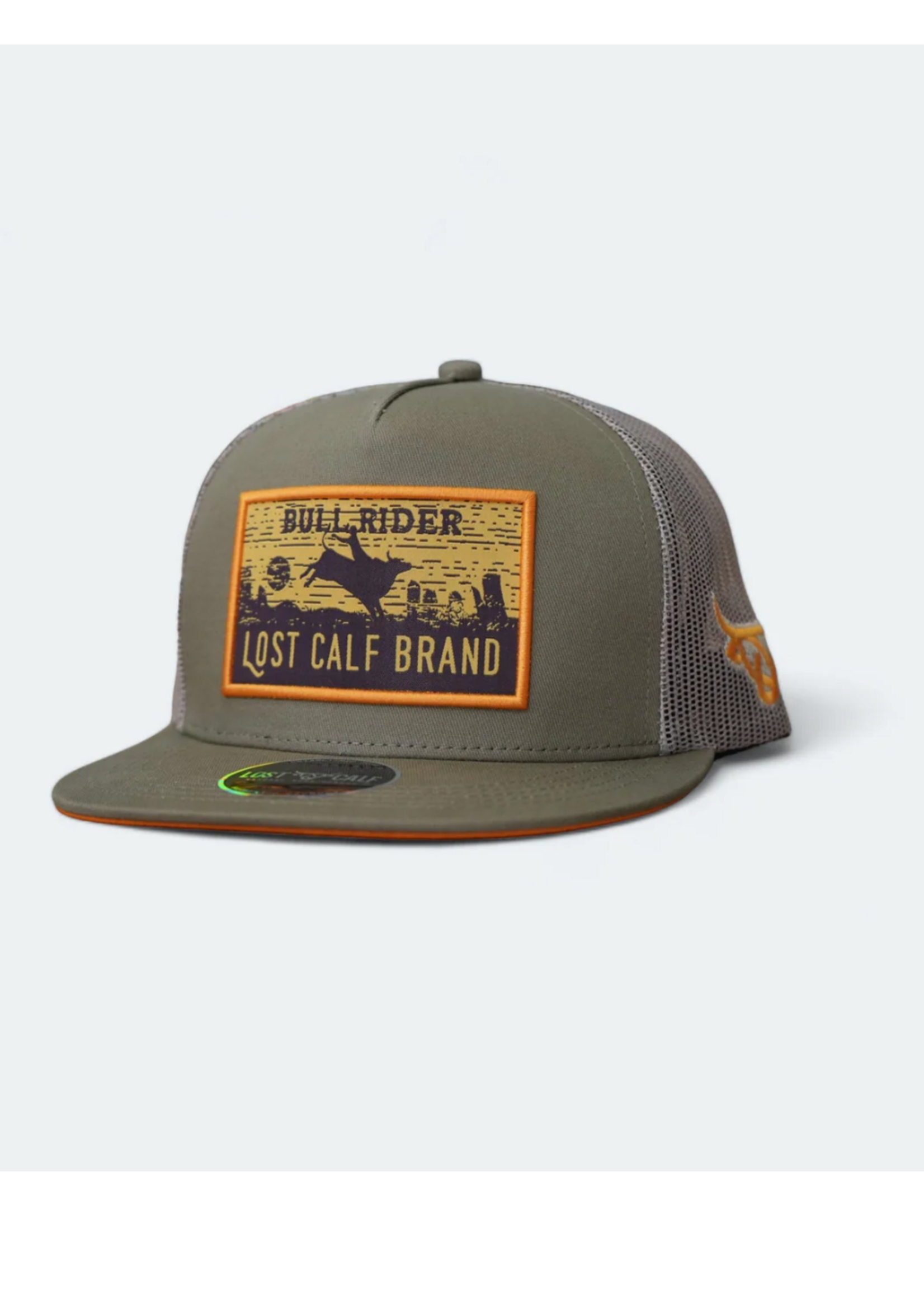 Bullrider Tan Flat Bill Trucker Hat