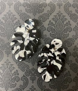 available at m. lynne designs Black and White Palm Leaf Acrylic Earring