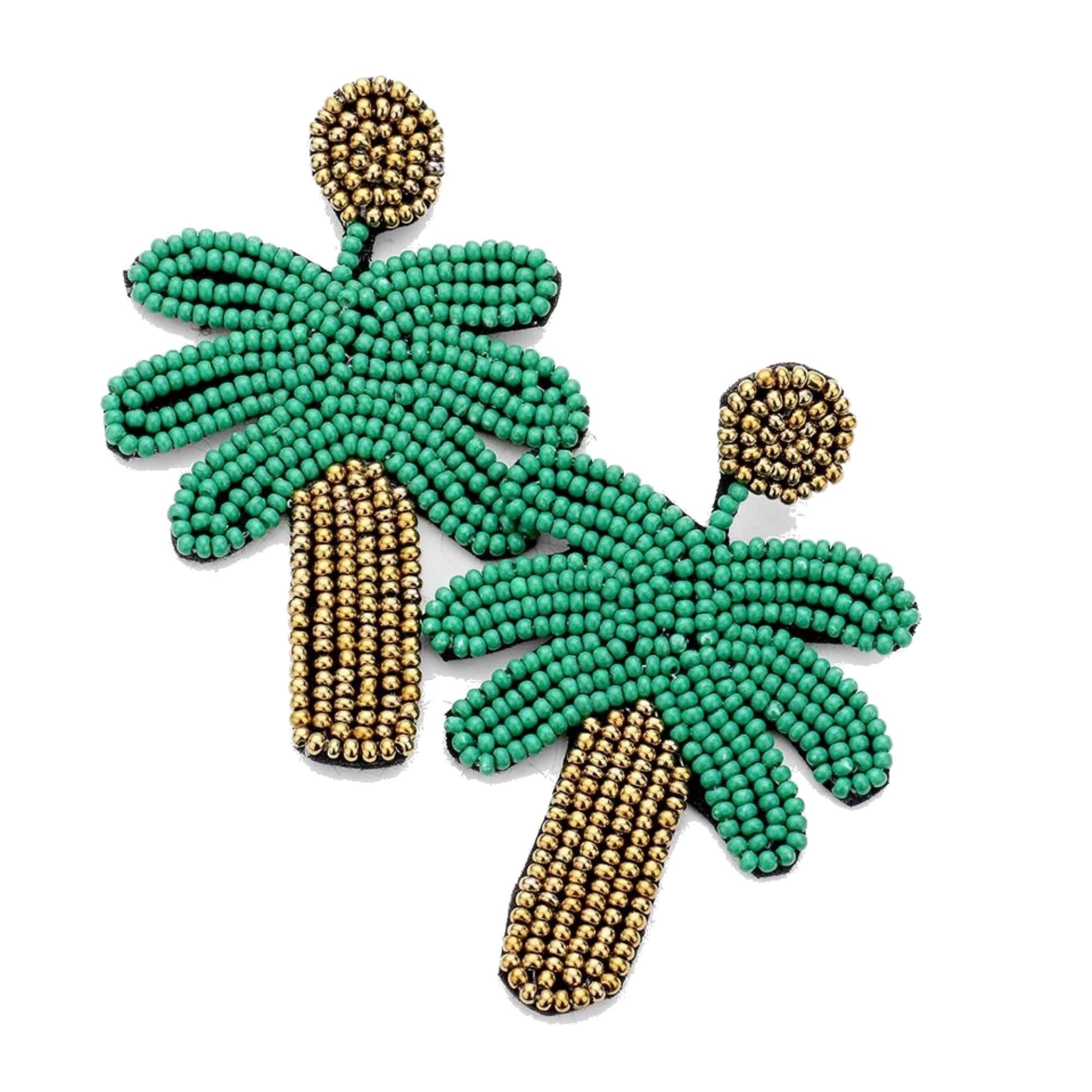 available at m. lynne designs Earring, Beaded Palm Tree