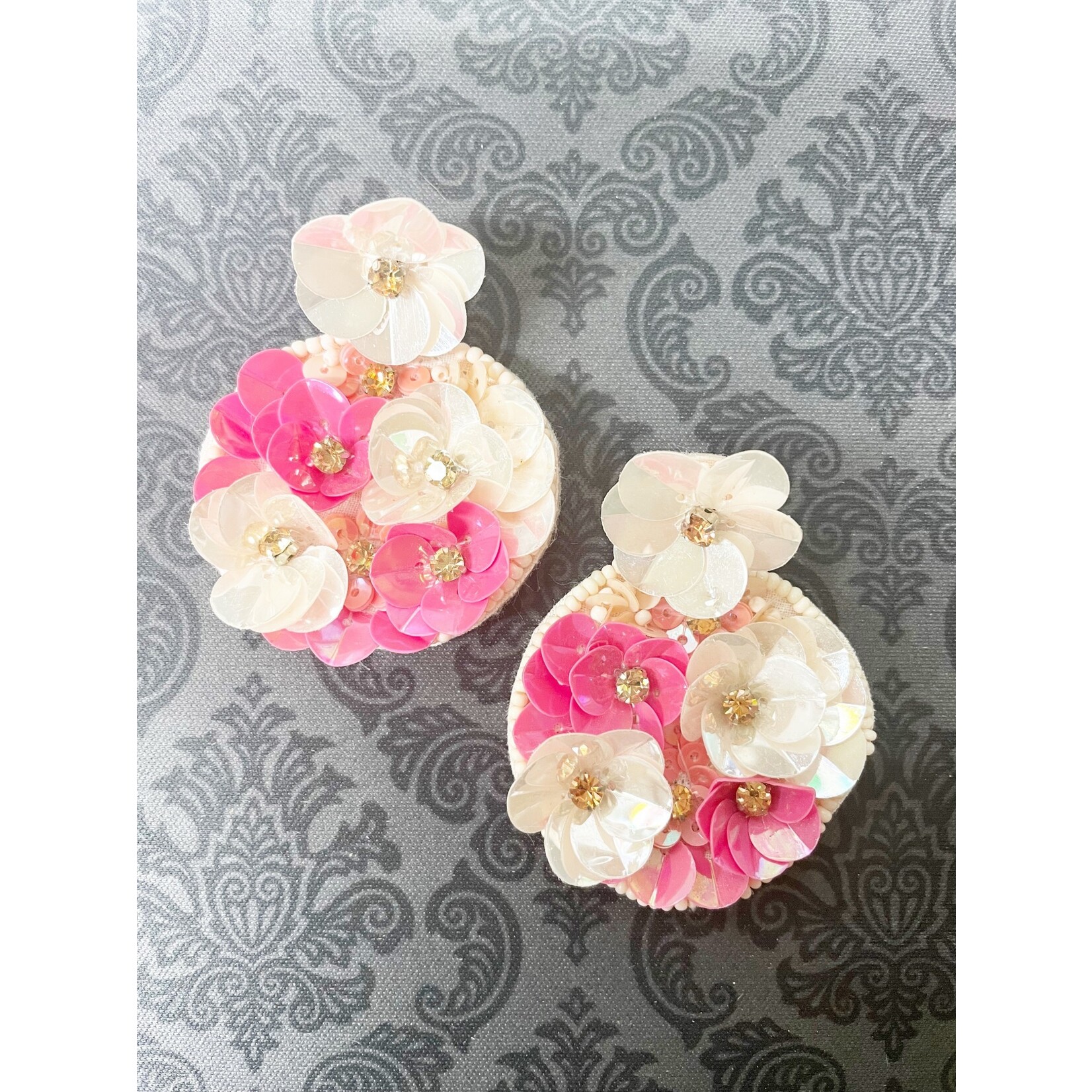 m. lynne designs pink & white floral earring