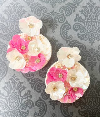 available at m. lynne designs Pink & White Floral Earring