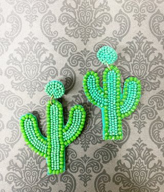available at m. lynne designs Beaded Green Cactus Earring