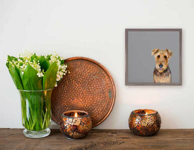 available at m. lynne designs Airedale Terrier Framed Canvas