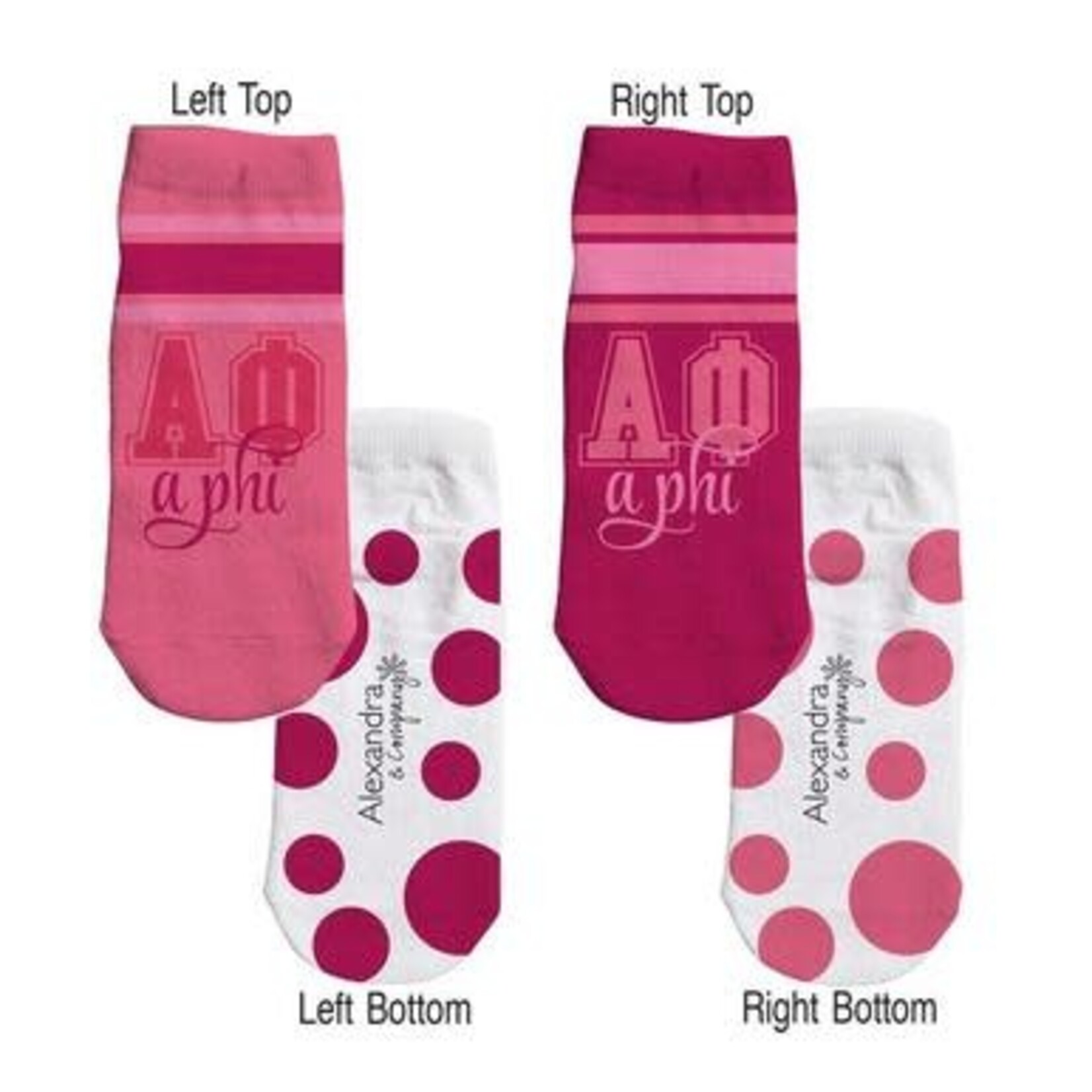 m. lynne designs alpha phi ankle socks