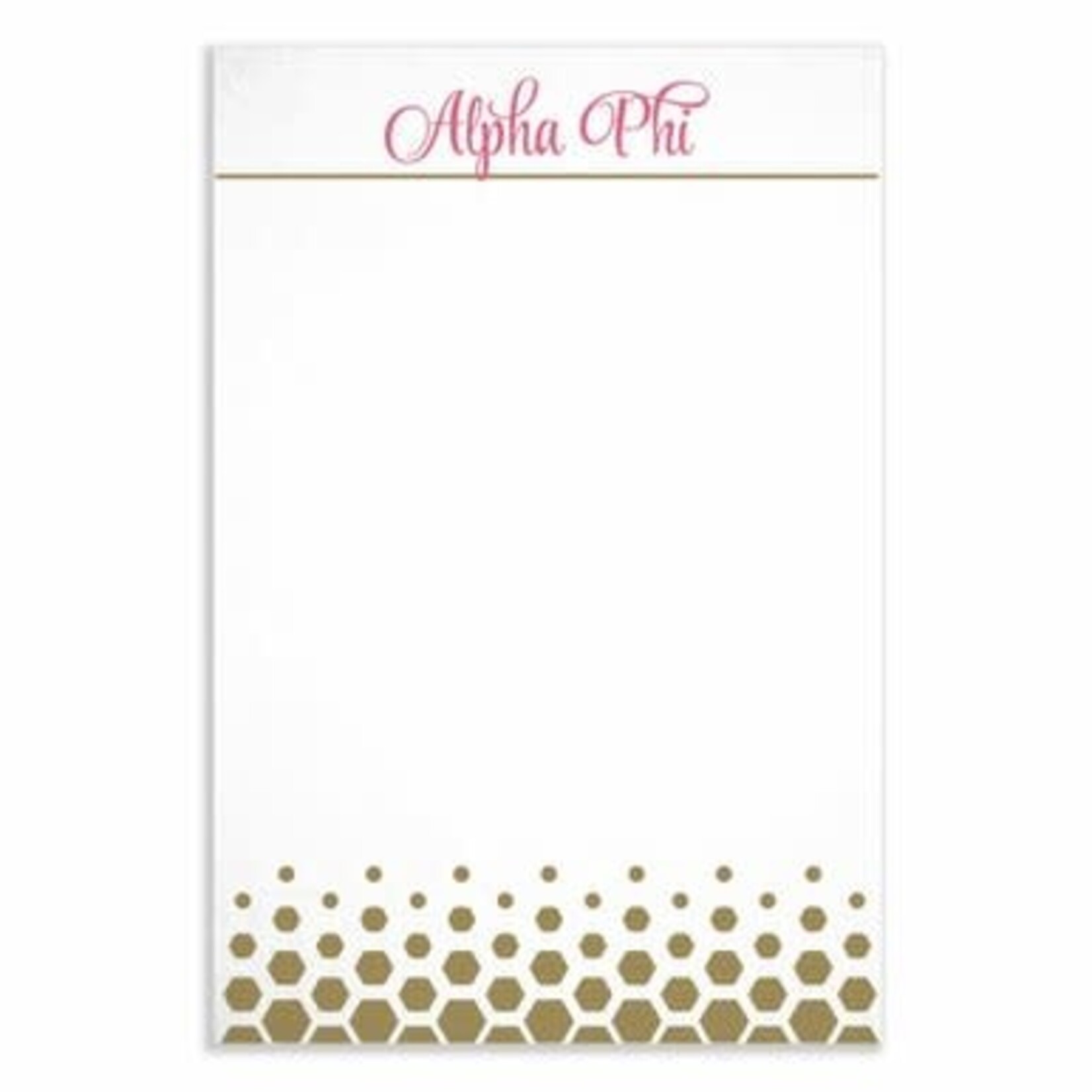 m. lynne designs alpha phi gold notepad