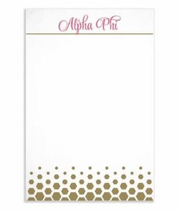 available at m. lynne designs alpha phi gold notepad