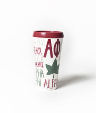 coton colors alpha phi word collage flare tumbler with lid