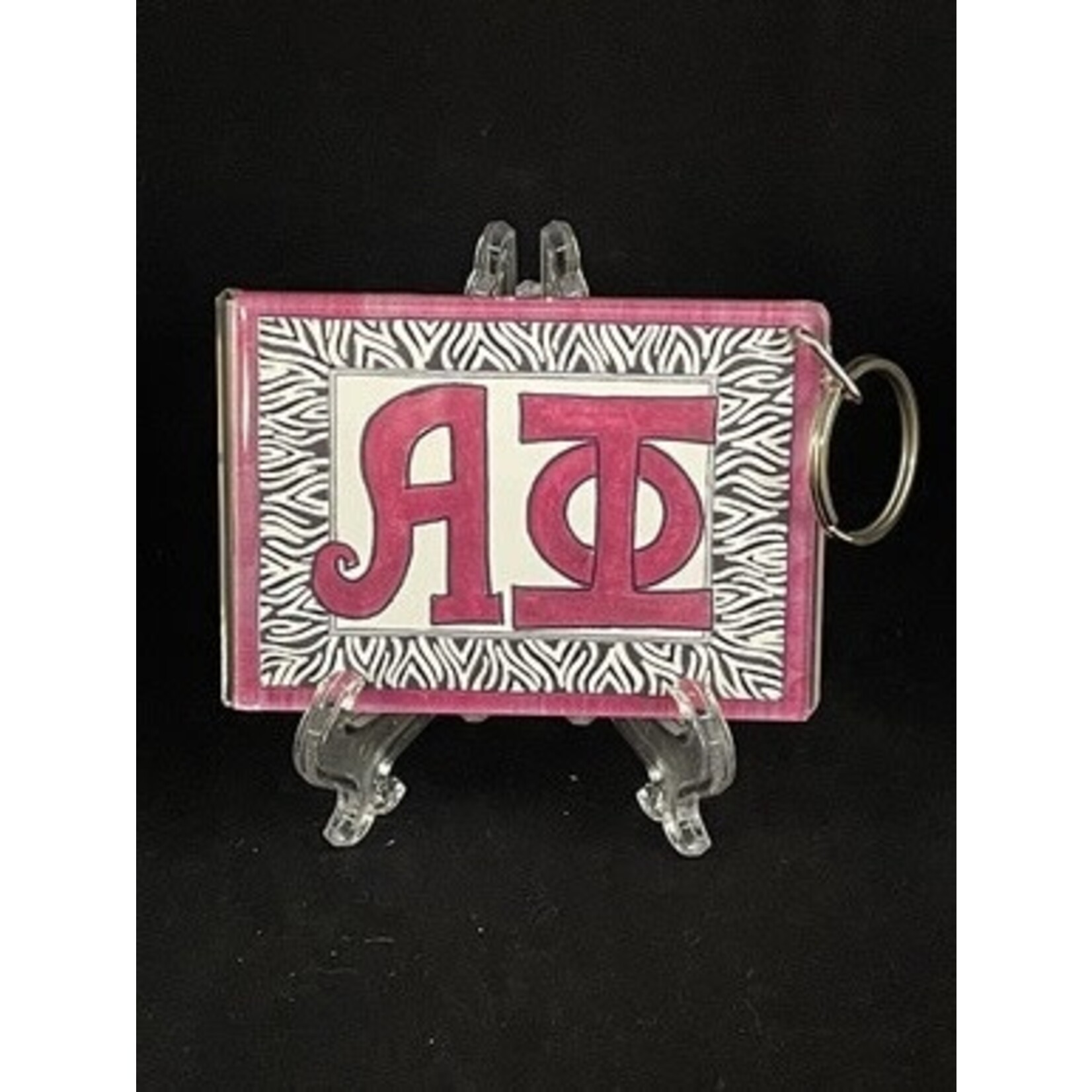 m. lynne designs alpha phi zebra keychain