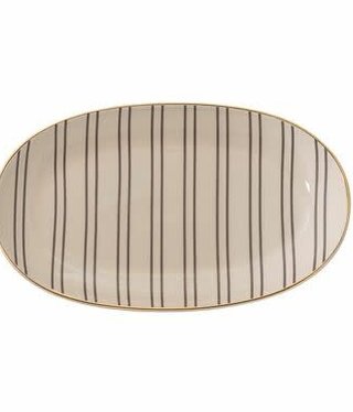 Ava Plate with Gold Stripes & Trim
