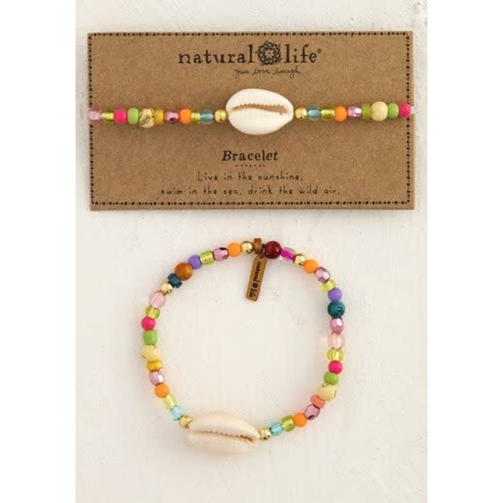 natural life beaded shell charm bracelet