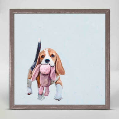Beagle and Bunny Framed Canvas