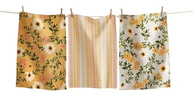 available at m. lynne designs Bee Floral Tea Towel Set of Three
