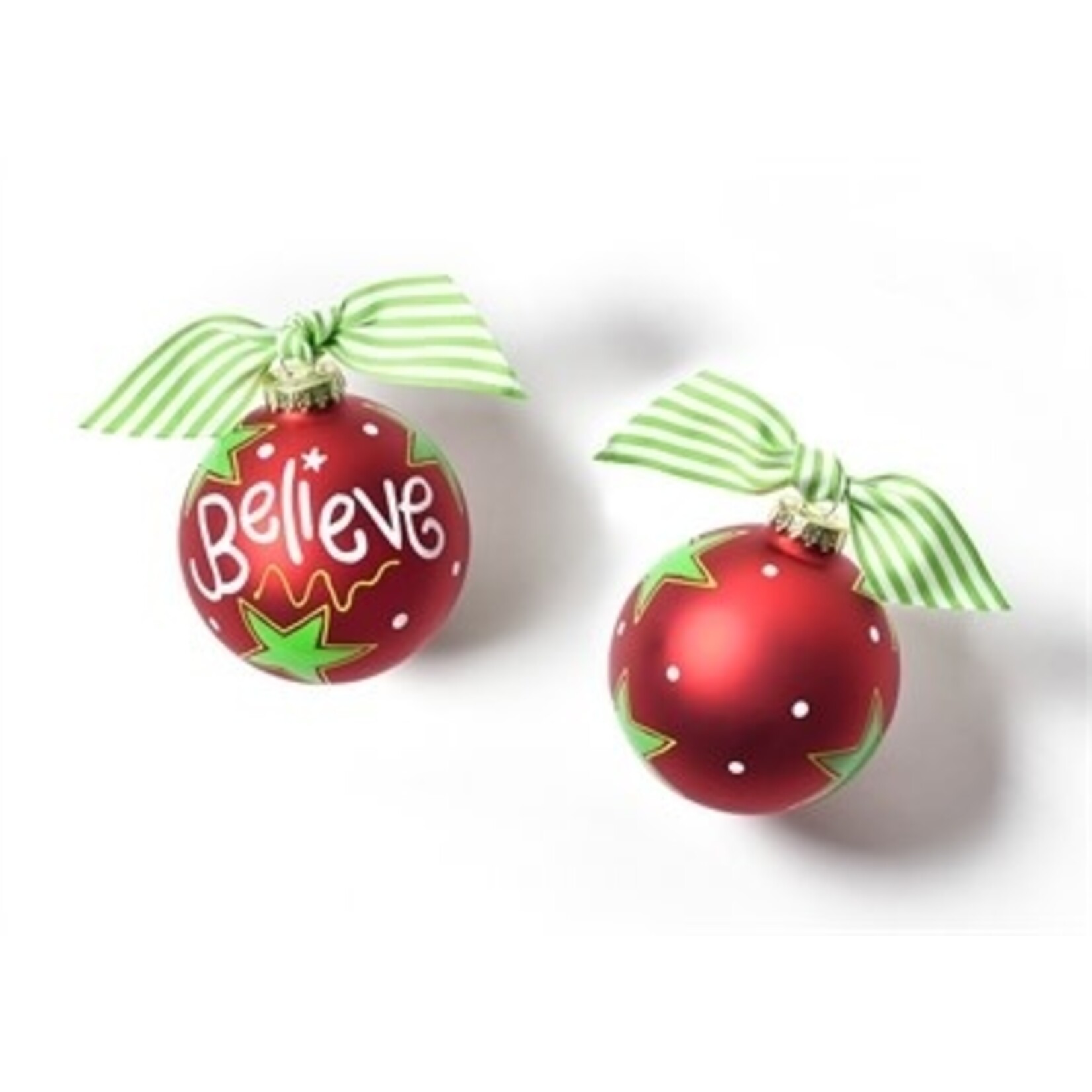 coton colors believe christmas glass ornament