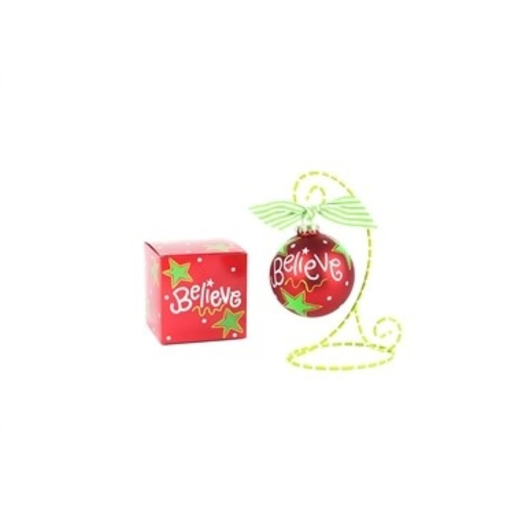 coton colors believe christmas glass ornament