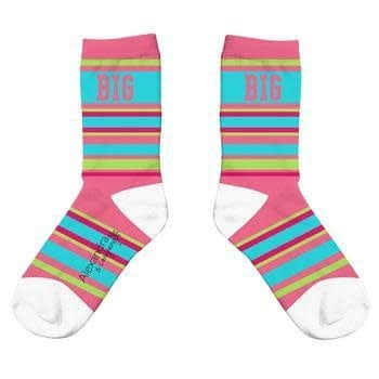 available at m. lynne designs “big"pink crew socks