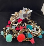 available at m. lynne designs Cream Big Pom Bracelet with Tassles and Coins