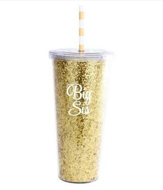 available at m. lynne designs big sis glitter tumbler