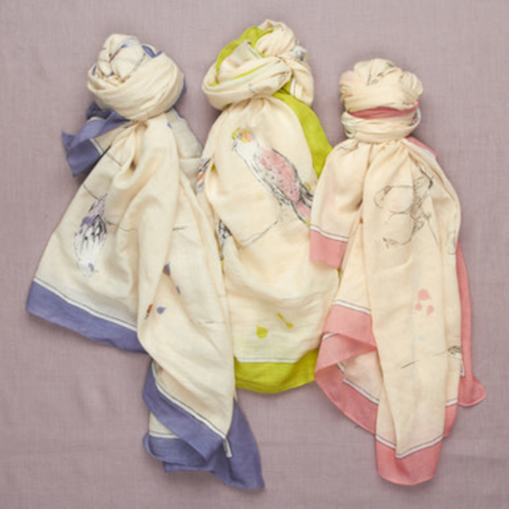 m. lynne designs bird line scarf with colored trim