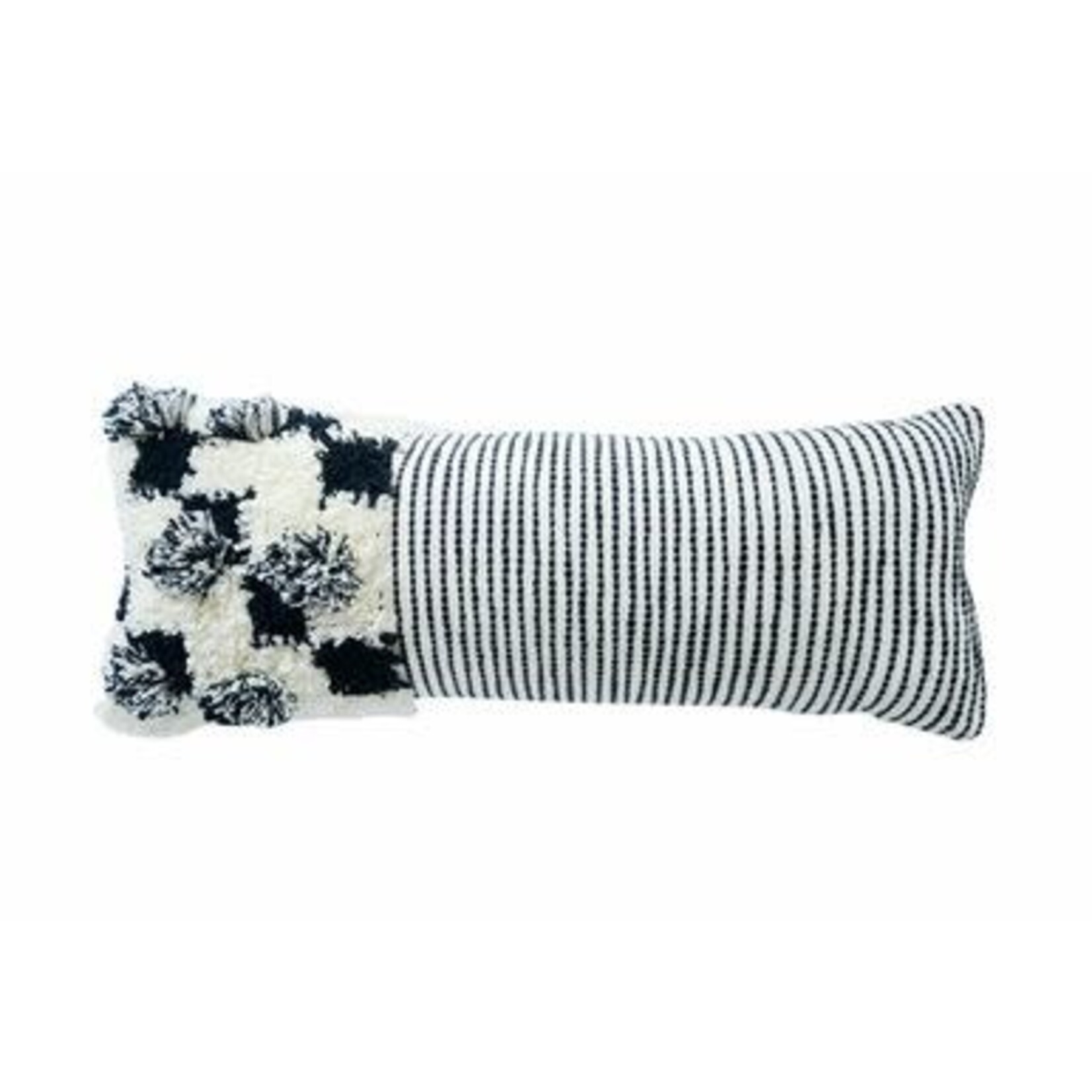 m. lynne designs black & white lumbar pillow with poms