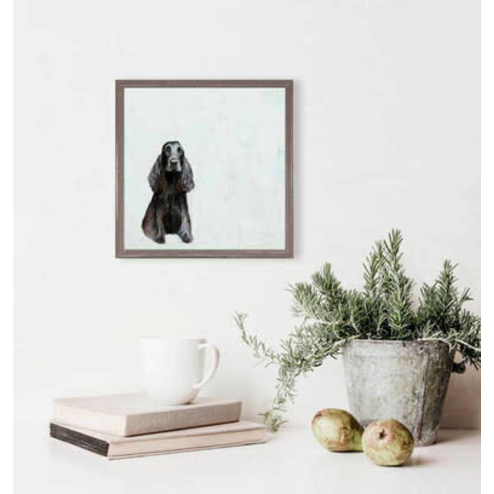 m. lynne designs black cocker spaniel framed canvas