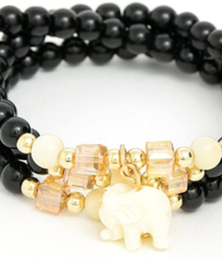 available at m. lynne designs Black Elephant Beaded Stretch Bracelet