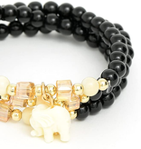 available at m. lynne designs Black Elephant Beaded Stretch Bracelet